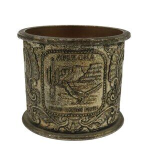 VTG Arizona Silver Tone Metal Shot Glass Souvenir Cup AZ State Travel Retro